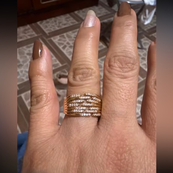 Anthropologie Spiral Gold Crystal Ring - Picture 9 of 14